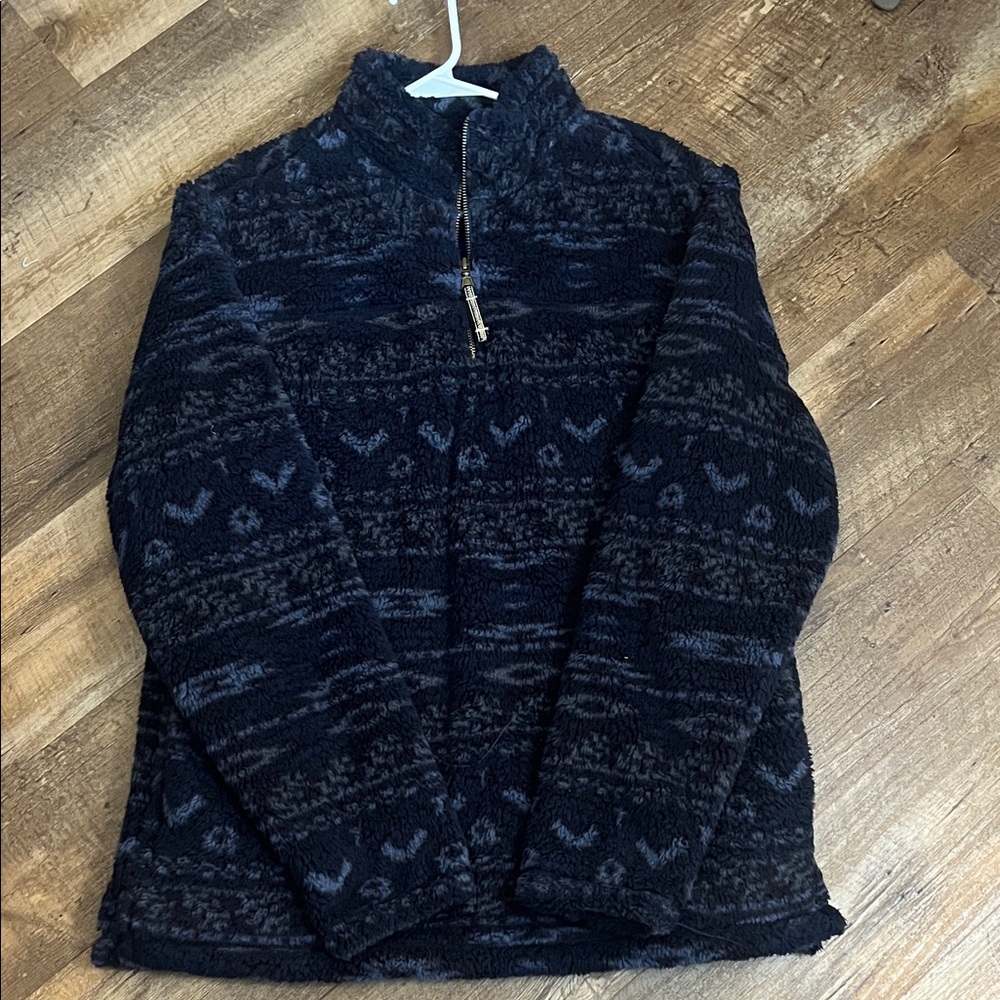Men's navy Patterned Sherpa Sweater
